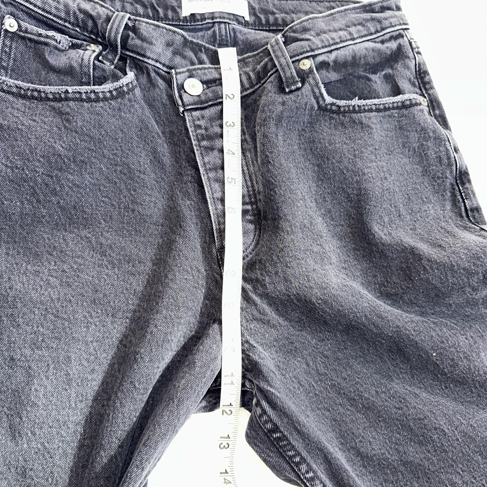 Abercrombie & Fitch Black Denim Straight Button Fly High Rise Crossover Dad Jean - Picture 10 of 11